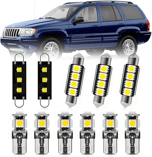 NSLUMO Luz LED para techo de cúpula interior, kit de luz LED para Jeep Grand Cherokee 1999-2004, accesorios de mapa, cúpula de mapa, luz de licencia