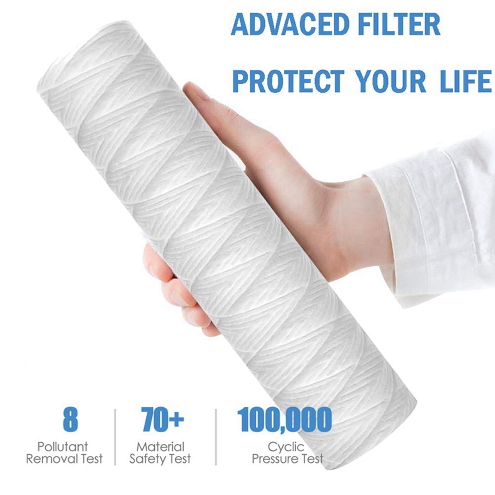 15x Cartuccia Filtro Acqua da 10 Micrometro da 10 x 2,5 Pollici con Ferita da Filtro Un Cartuccia per Sedimenti Casa Intera, Sostituzione Universale