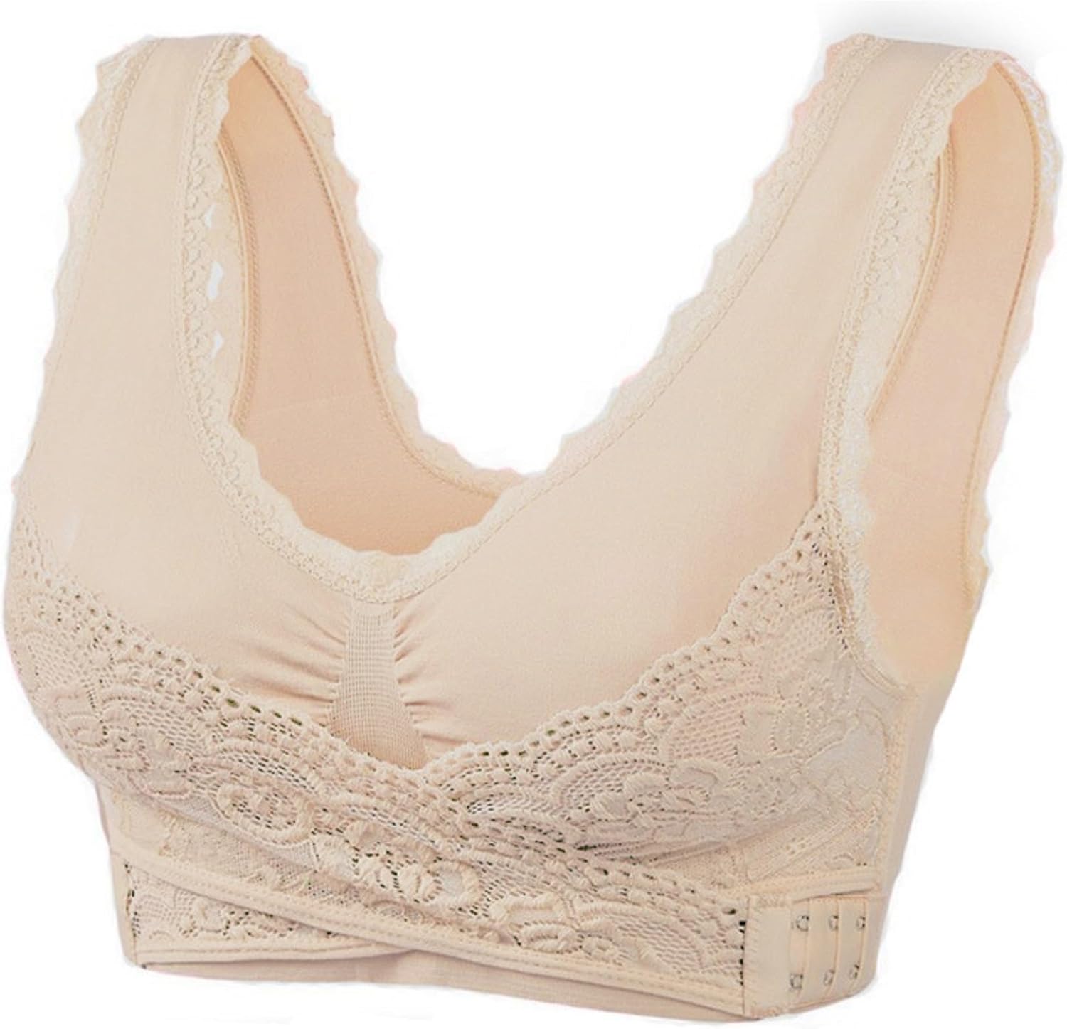 Kendally Comfy Corset Bra Front Cross Side Buckle Lace Bras, Side