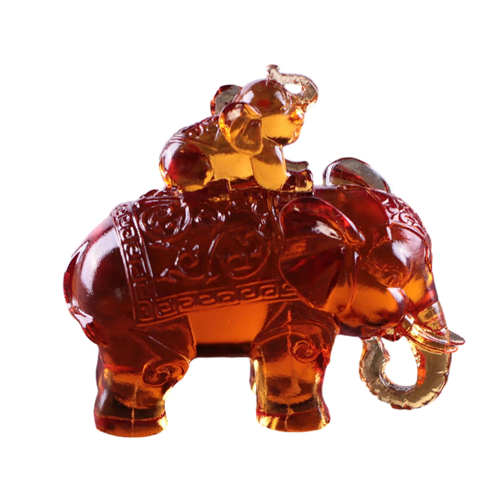 Elefante in cristallo di vetro, portafortuna, elefante, decorazione, mobili, artigianato, casa di buon auspicio, regalo per trasloco della casa, elefante con retro singolo in ambra