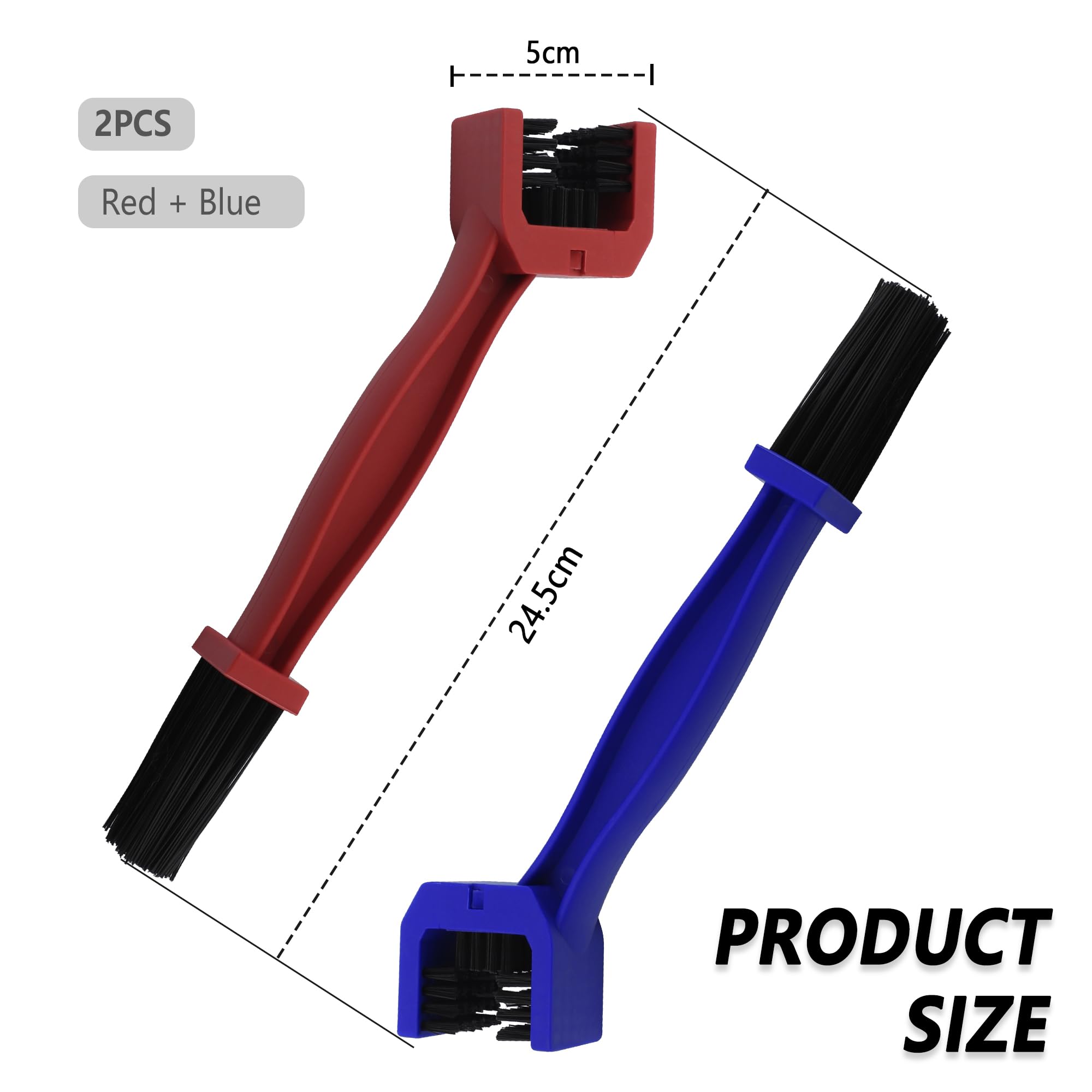 2 sztuki szczotek do łańcucha motocyklowego, zestaw do czyszczenia łańcucha motocyklowego z długimi i trójstronnymi włosami, uniwersalny zestaw do czyszczenia łańcucha motocyklowego do motocykla