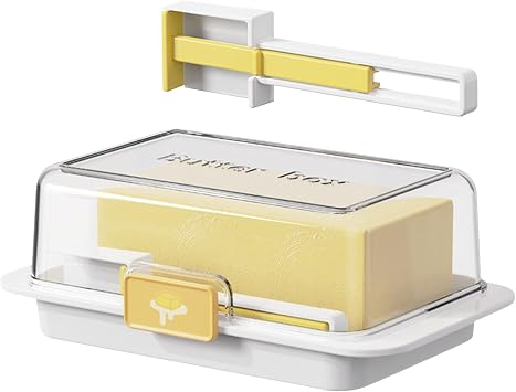 Butter Keeper - Airtight Butter Dish with Lid and Spreader - Butters Holder Tray for Countertop and Refrigerator