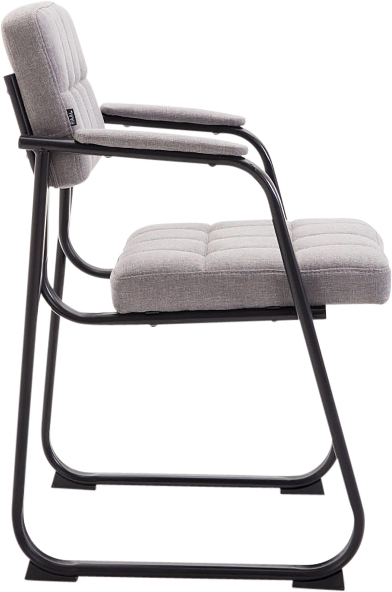 CLP Chaise avec Accoudoirs Canada B Rembourrée, Visiteur & Conférence, Tissu, Piétement Métal Noir Mat, Salle d'Attente, Couleur:Gris Clair