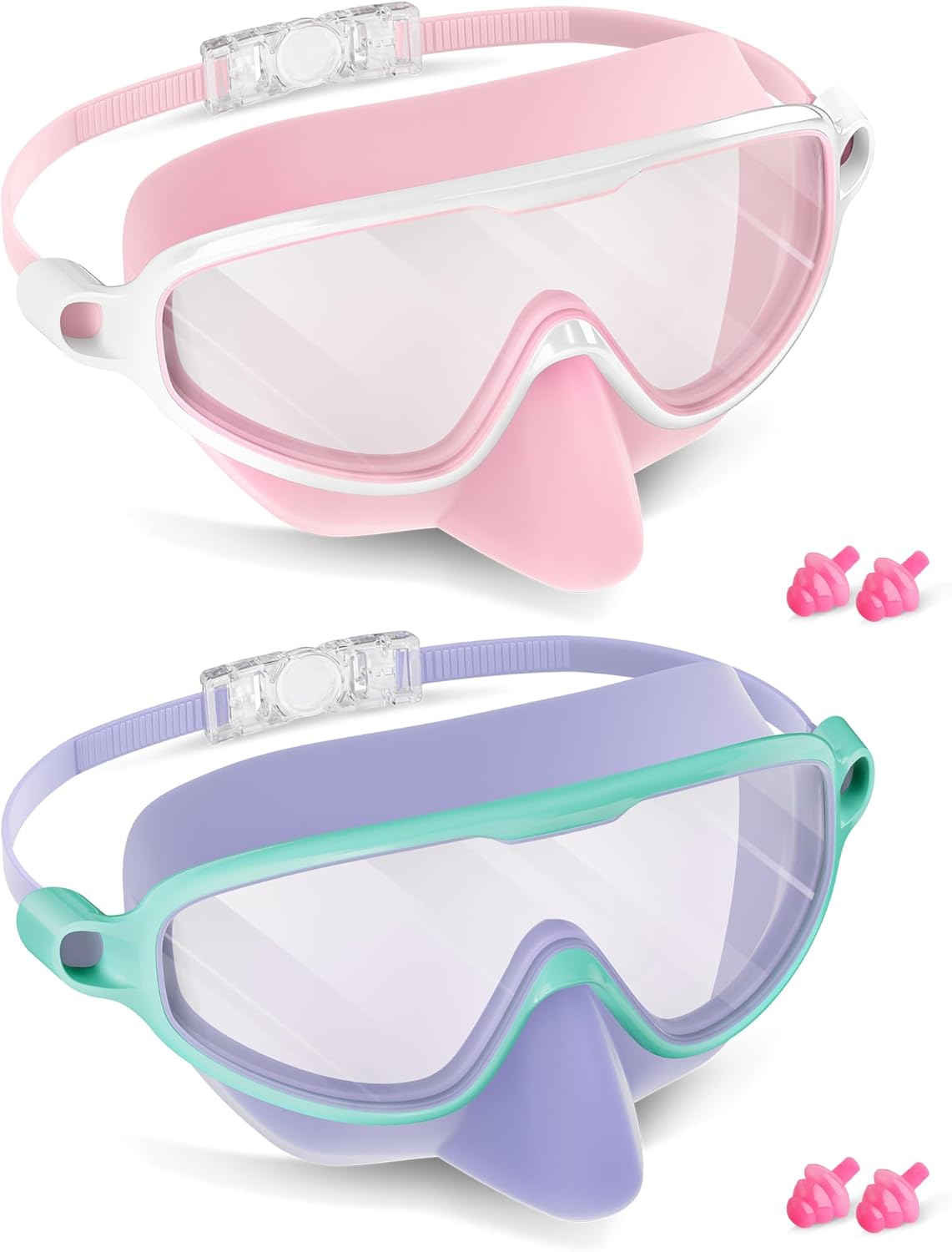 Aegend Kids Swim Goggles with Nose Cover Age 3–14, Anti-Fog UV Protection, No Leaking Comfortable Fit for Boys & Girls