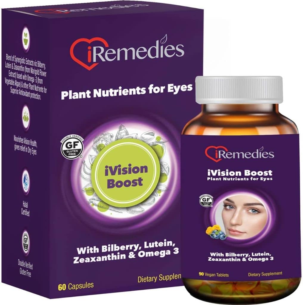 iRemedies iVision Boost โ Eye Health Supplement with Lutein, Zeaxanthin, and Antioxidants for Vision Support โ 60 Capsules