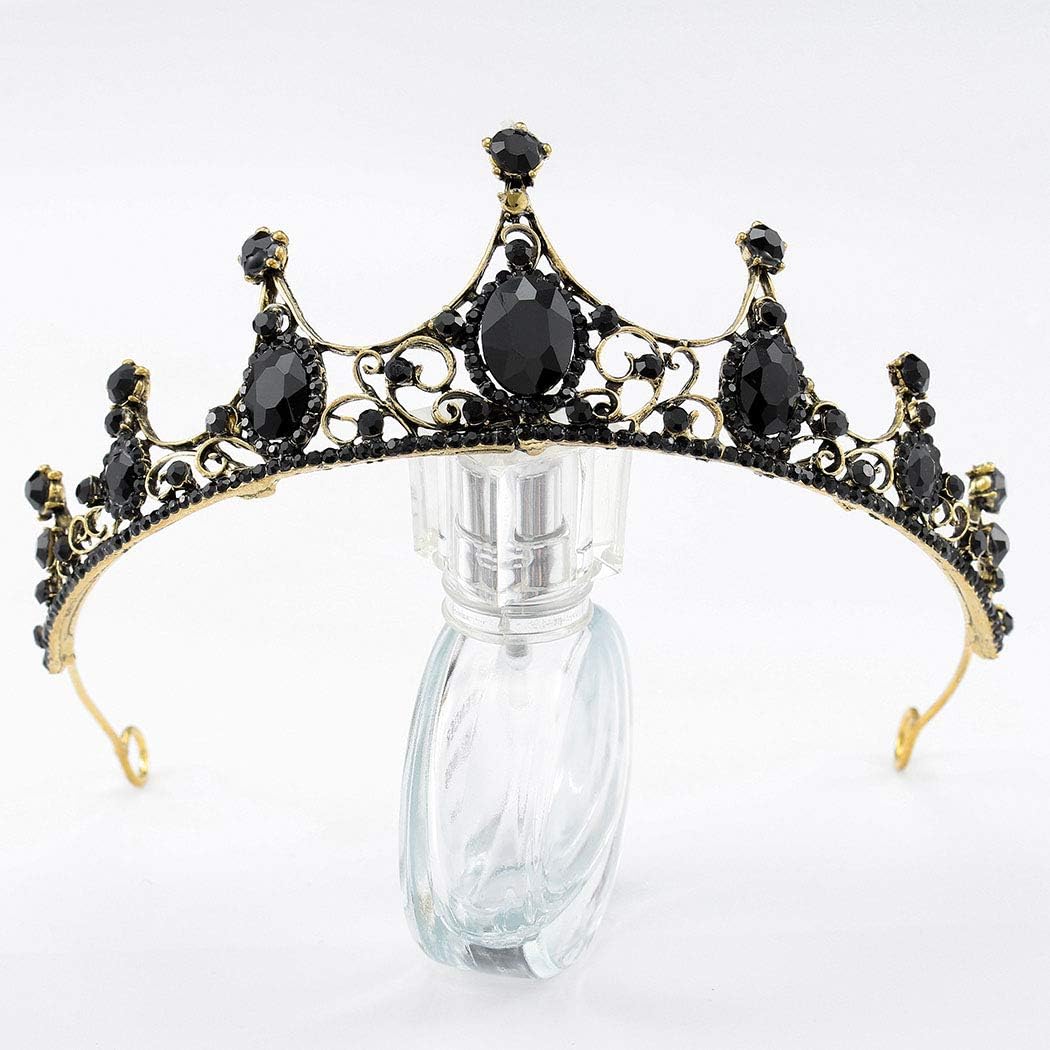 Black Crowns and Tiaras Crystal Rhinestones Pricess Crowns Bride Wedding Crown for Women Decorative Bridal Pricess Tiaras Hair Accessories for Halloween Costume Prom Birthday - Image 6