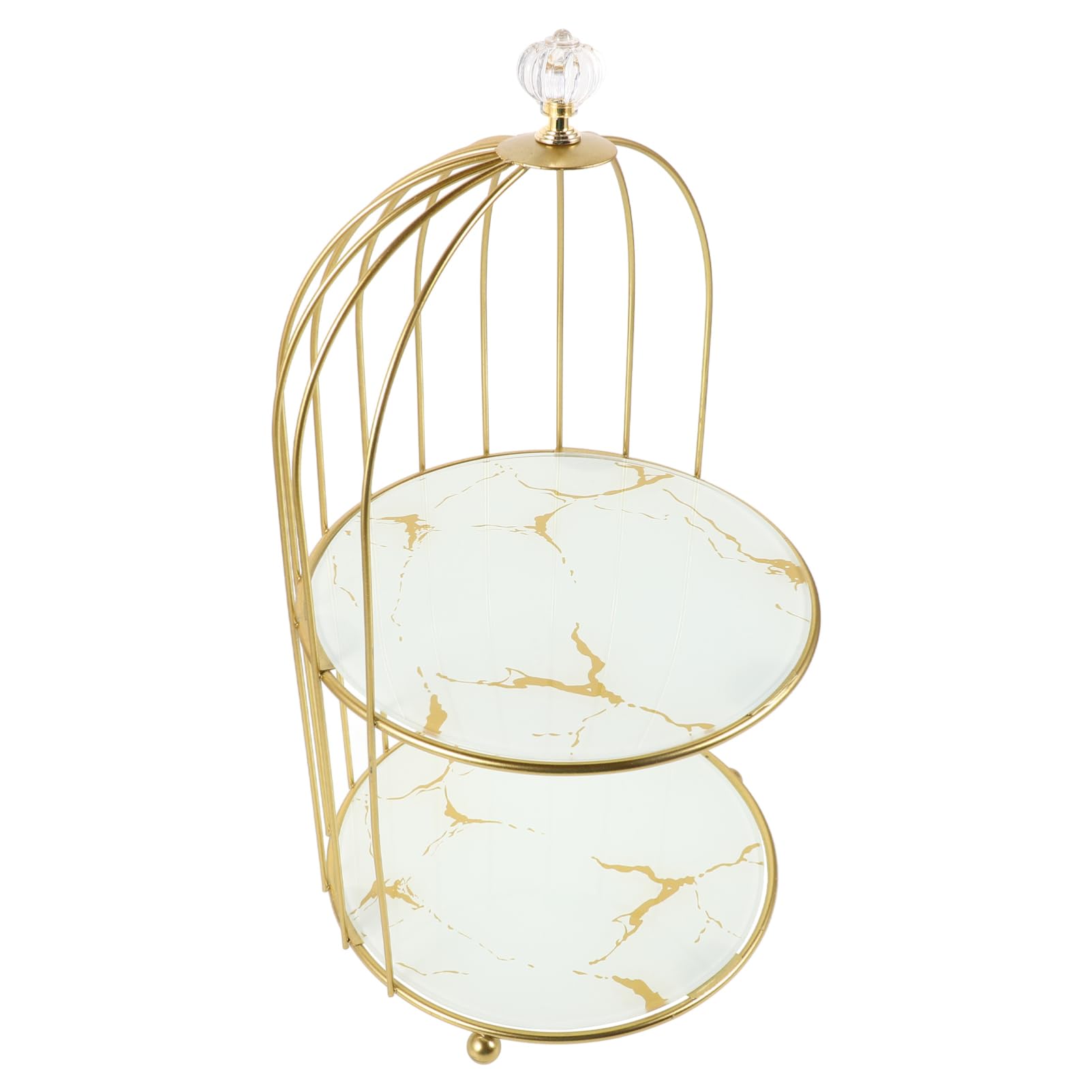 PréSentoir À GâTeaux Doré En MéTal 2 Niveaux Cage À Oiseaux Support GâTeau Pour FêTe Mariage Anniversaire Et Thé De L'AprèS-Midi