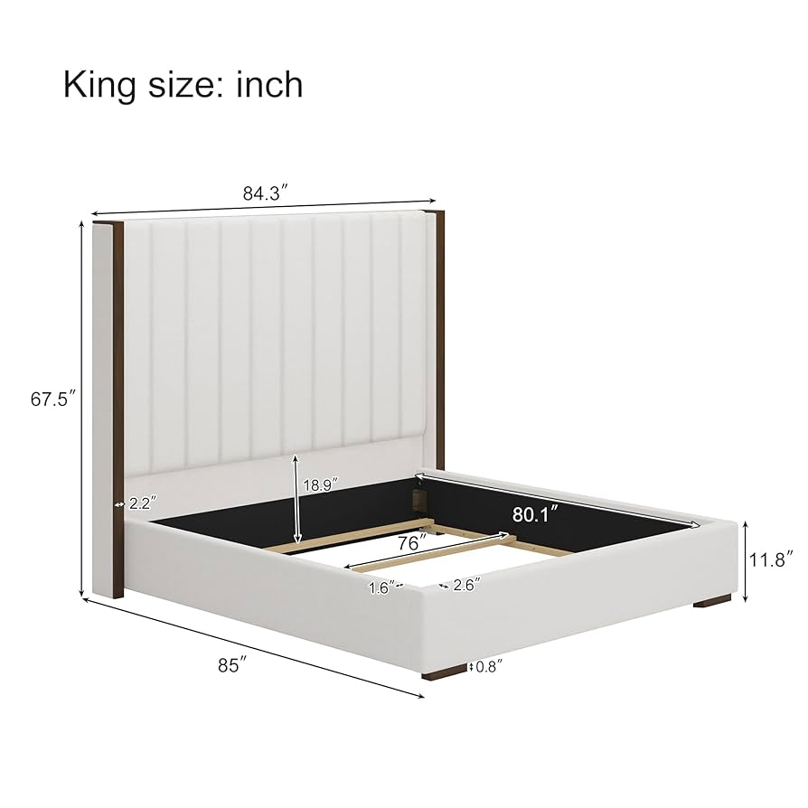 yorkoanagoページ Walker Edison | King Size Charcoal Grey Upholstered Platform Bed