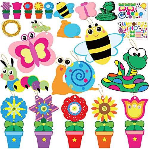 Ayfjovs 40 Pack Flowers Bug Craft Kits For Kids, Summer Crafts For Kids, Flower Butterfly Craft Insect Craft For Early Education Classroom Spring Bulletin Board Decoration, Mother's Day Crafts #TOP5