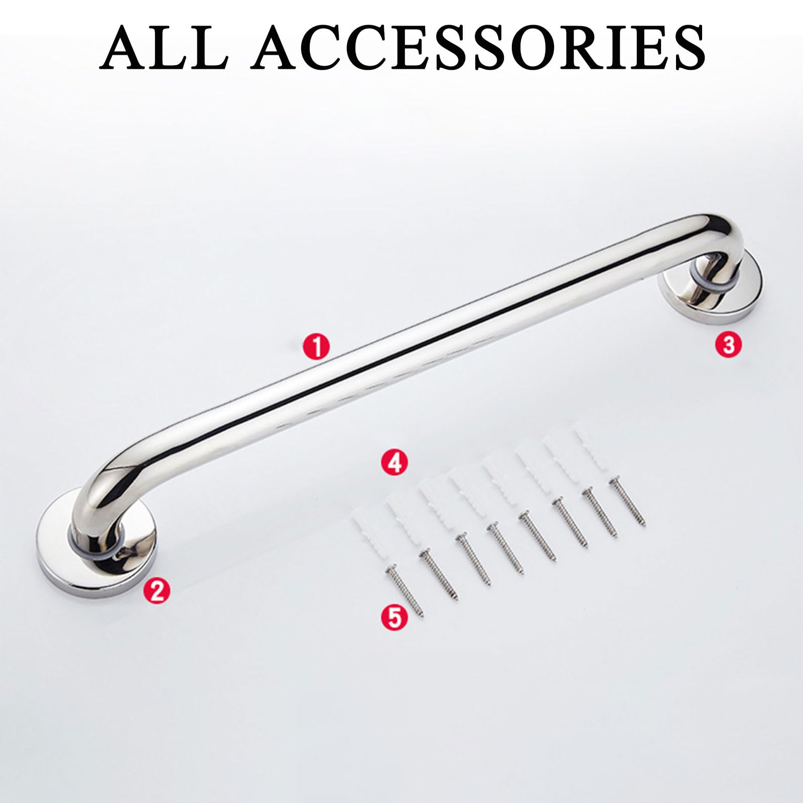 Barras de agarre de ducha, pasamanos de acero inoxidable para baño, soporta 500 libras, diseño de tornillo oculto para mayor seguridad, ideal para ancianos, discapacitados, asistencia de lesiones