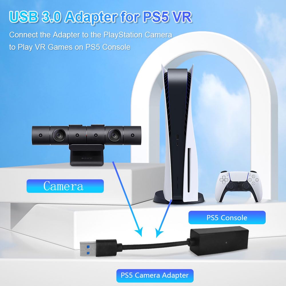GZW-Shop PS5 VR Camera Adapter for PSVR - Compatible with PS4 and