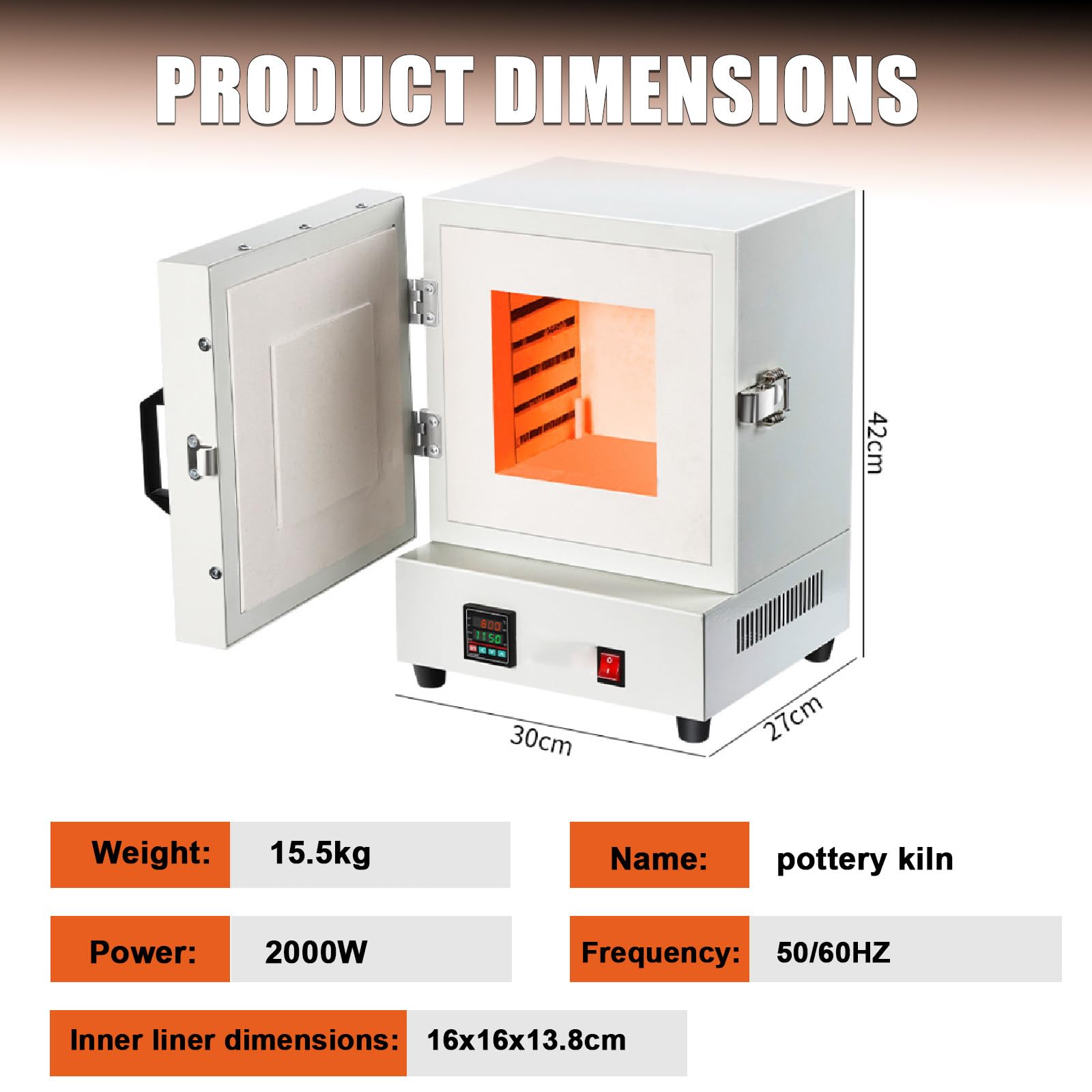Horno Eléctrico De Mufla De 2000 W, 1150 °C, Calentamiento Uniforme Y Pantalla LCD, Horno Digital De Laboratorio, Horno Eléctrico De Mufla para Cerámica, para Odontología Y Cerámica