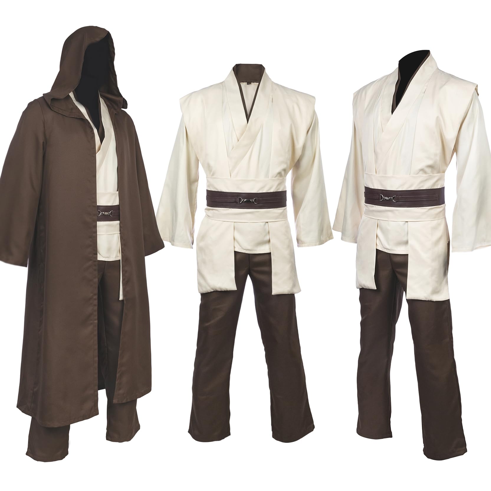 Horizoncos Jedi Costume Obi Wan Kenobi Costume Full Set Jedi Robe Adult Cosplay Halloween Star Costume Cosplay Cloak