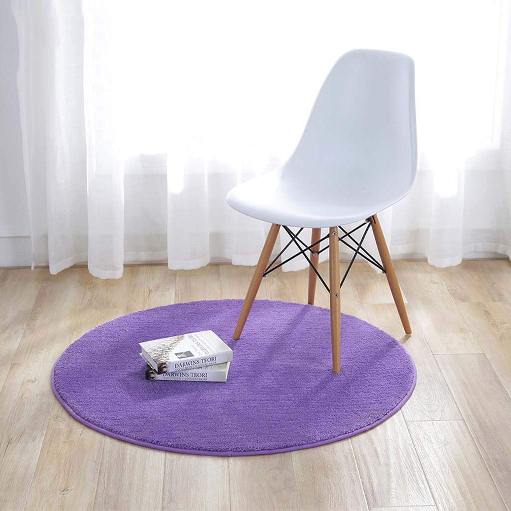 Tapis rond solide de 150cm pour chambre | Revêtement antidérapant de chevet