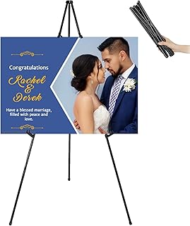 2022 Version Display Easel Stand for Wedding Sign Poster,63" Tall Instant Easels for Display Arts Painting Shower Sign,Adjustable Collapsable Floor Tripod with Portable Bag,Holds 5lbs,1Pack