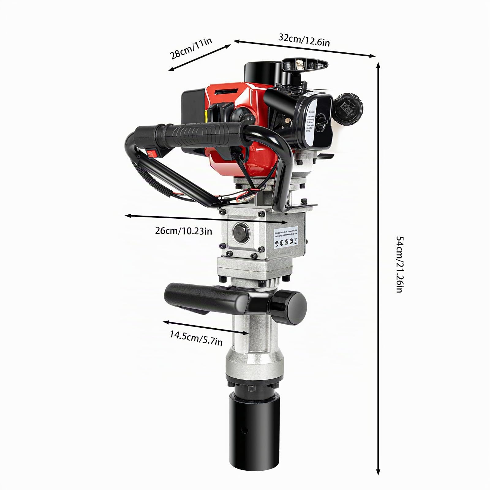 Benzin Pfahlramme 32.6cc 0.9L,2 Takt 900W Profi Benzin Motor Pfahlramme Zaunpfahlramme Handramme Pfostentreiber Ramme Zaunbau Pile Driver