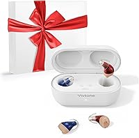 Vivtone Supermini Rechargeable Hearing Aids - Invisible CIC Digital OTC Pair, 16-Channel Noise Reduction, Auto On/Off