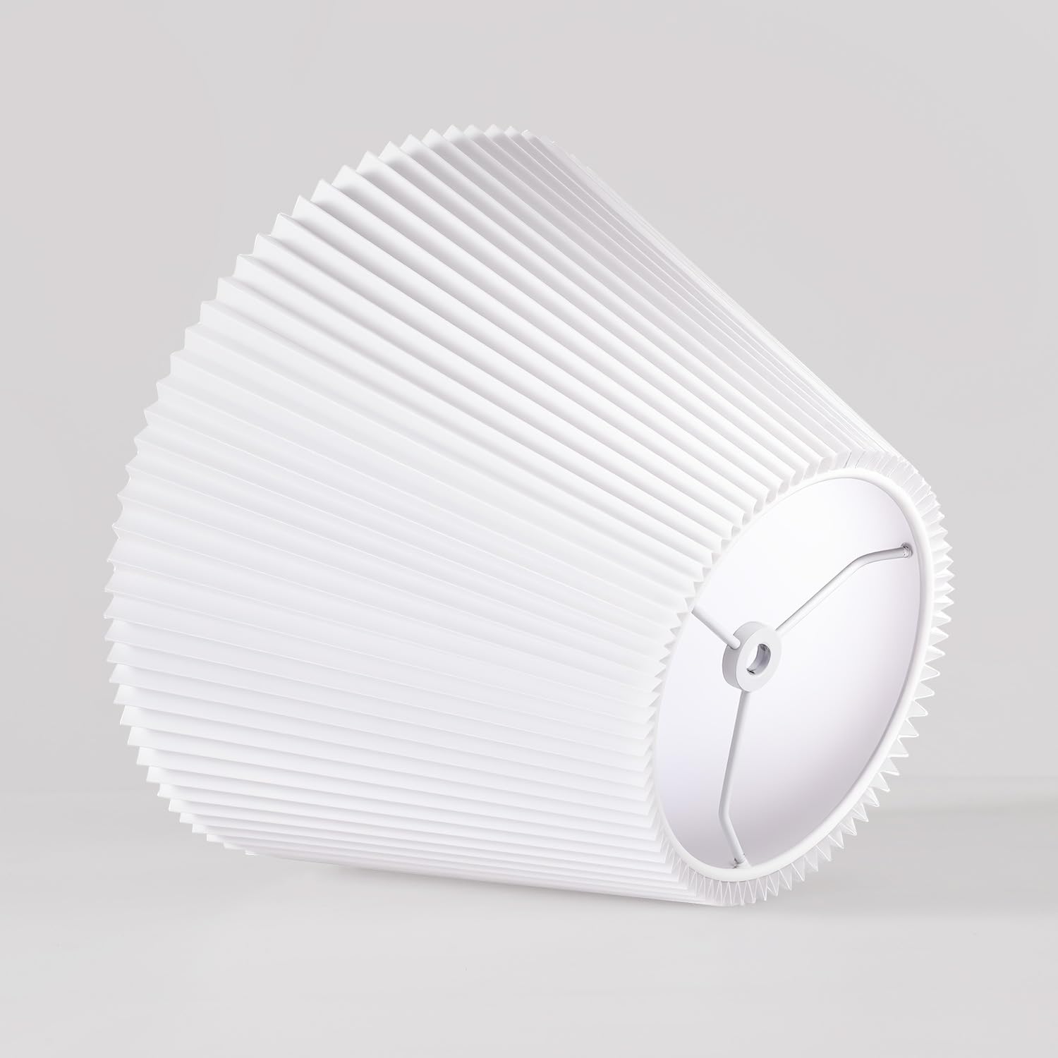 Pleated White Table Lamp Shade for Small Table Lamp, 6" Top x 10" Bottom x 7" High Barrel Fabric Lampshades, 2-Layer Pleat Hardback Cover Replacement, Spider Fitter for Harp Adapter(6x10x7in, 1 Pack)
