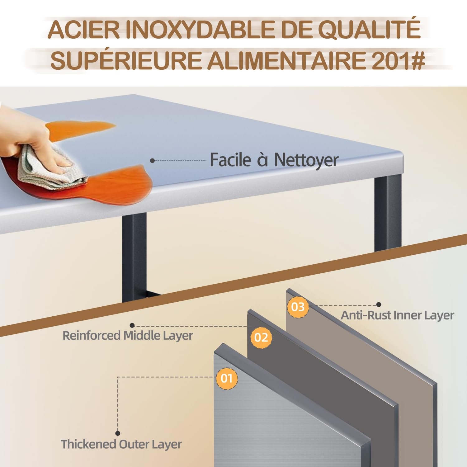 YODOLLA Desserte Plancha Exterieur,Desserte Jardin, Chariot de Barbecue 3 Niveaux,Table Pliable en Acier Inoxydable sur roulettes, Chariot de Repas Jardin et Support de BBQ Mobile, Argent