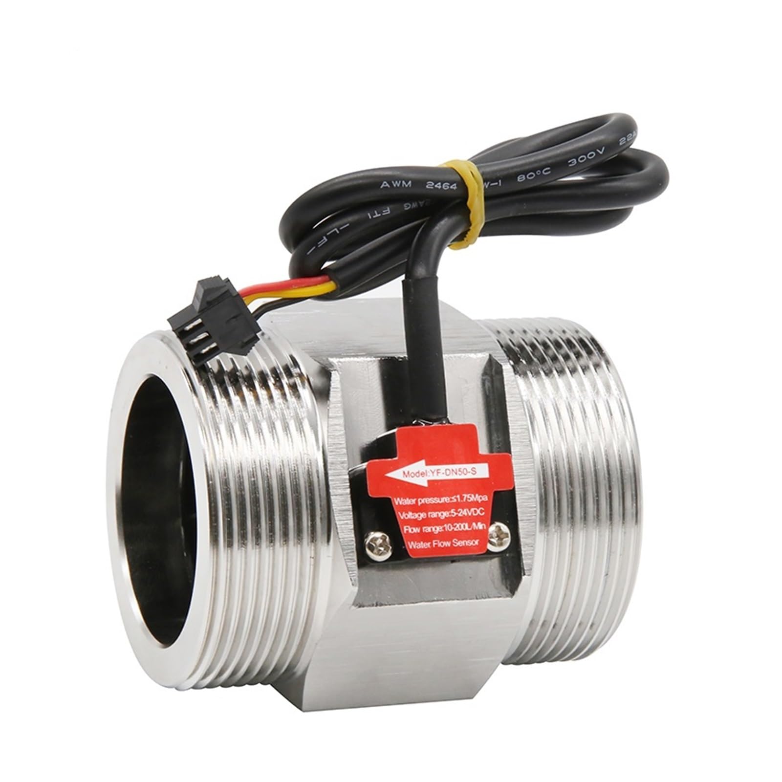 Medidor de flujo portátil Sensor de flujo de agua de 2"CC 5-18 V, sensor de flujo de acero inoxidable 304, interruptor de sensor de líquido de control de agua para agua de mar, alcohol, aguas residual