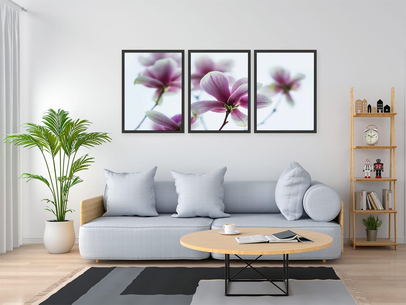 VERRE ART Printed Framed Canvas Painting for Home Decor Office Wall Studio Wall Living Room Decoration (46x27inch (Split in 3 Part) Black Floater) - Airborn Print