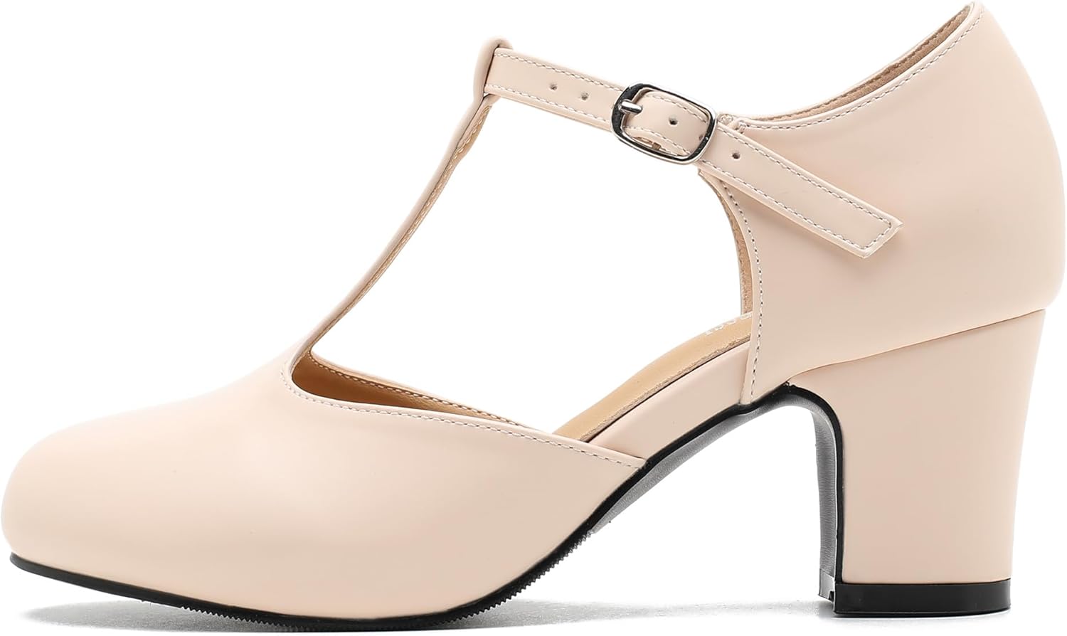 MAIERNISI JESSI Women's T-Strap Mary Jane Pumps, 2.56 Inch Block Heel, Round Toe, Buckle Closure - Image 5