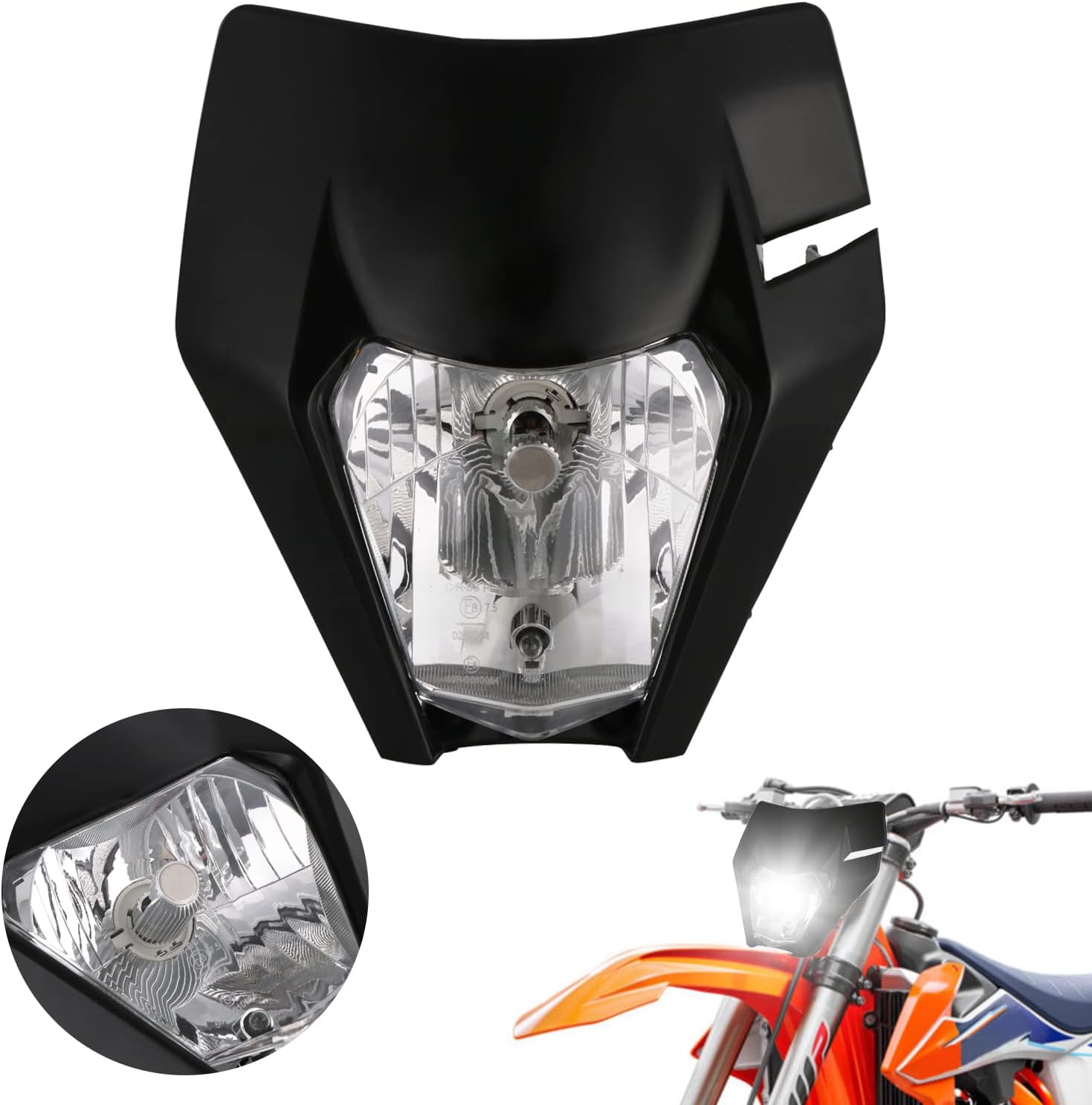 AnXin Dirt Bike LED Headlight,Motorcycle Head Light Kit Universal for EXC SXS SX EXC XC XCF XCW XCFW SXF SMR MX EGS 50 85 125 150 250 300 350 450 500 525 Enduro Supermoto Black AnXin Dirt Bike LED Headlight,Motorcycle Head Light Kit Universal for EXC SXS SX EXC XC XCF XCW XCFW SXF SMR MX EGS 50 85 125 150 250 300 350 450 500 525 Enduro Supermoto Black