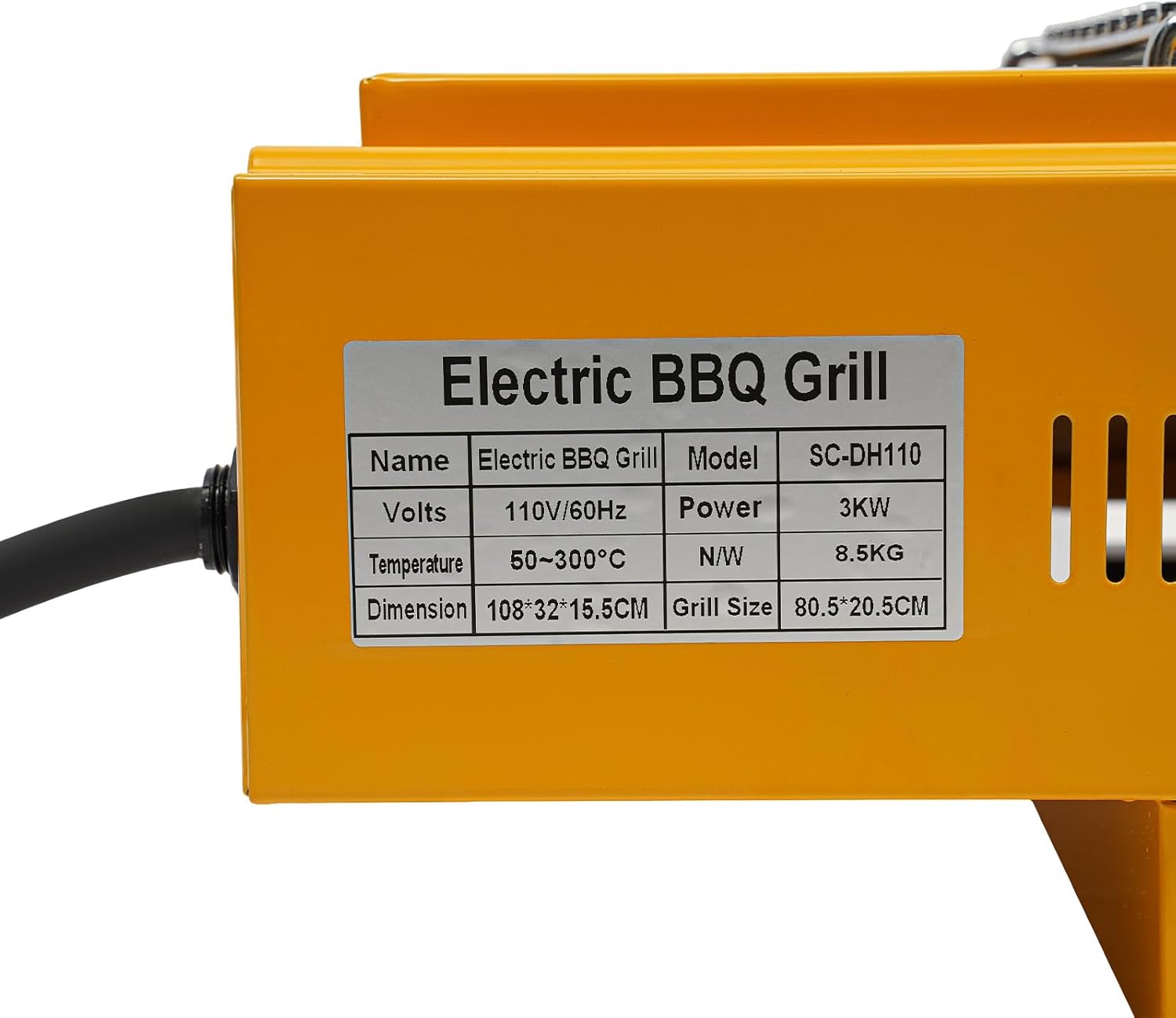 LYNICESHOP Electric BBQ Grill, 3000W Electric Portable Barbecue Grill Non-stick Removable Grill Plate Barbecue Grill, Adjustable Temperature 50-300°C/122-572°F Electric Griller for BBQs & Parties