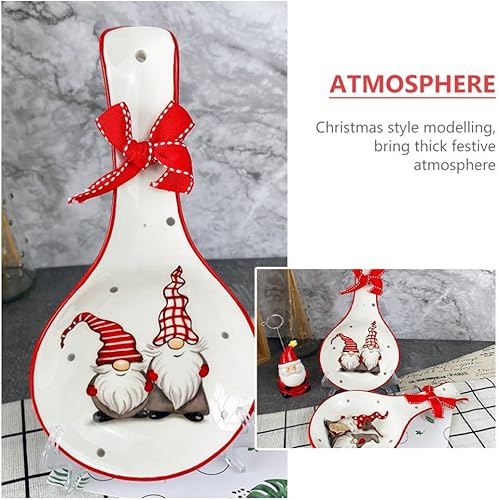 Miniatura 6 de Didiseaon Soporte para cucharas de cerámica de Navidad, gnomo de Papá Noel, cucharas, cucharón, palillos, soporte para utensilios y vajilla para