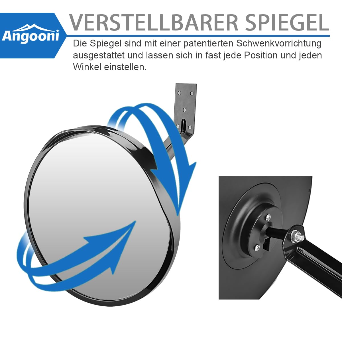 Specchio Di Sicurezza Convesso 130° 30cm - Per Parcheggio, Garage E Strade, Con Supporto Regolabile - Foto 5