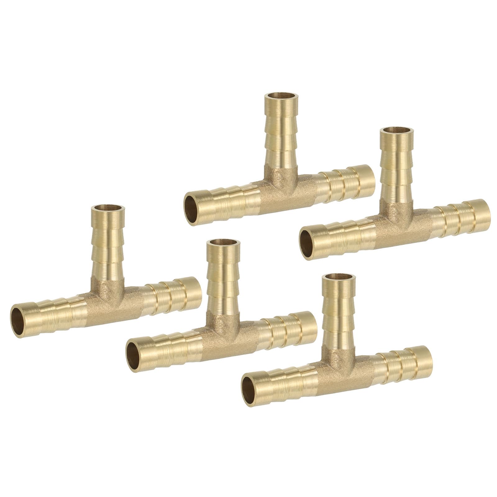PATIKIL 1/2" Brass Tee Hose Barb Fitting, 3 Ways Union Intersection T Shape Barbed Split for Air Water Fuel Gas Liquid, Golden — view 16