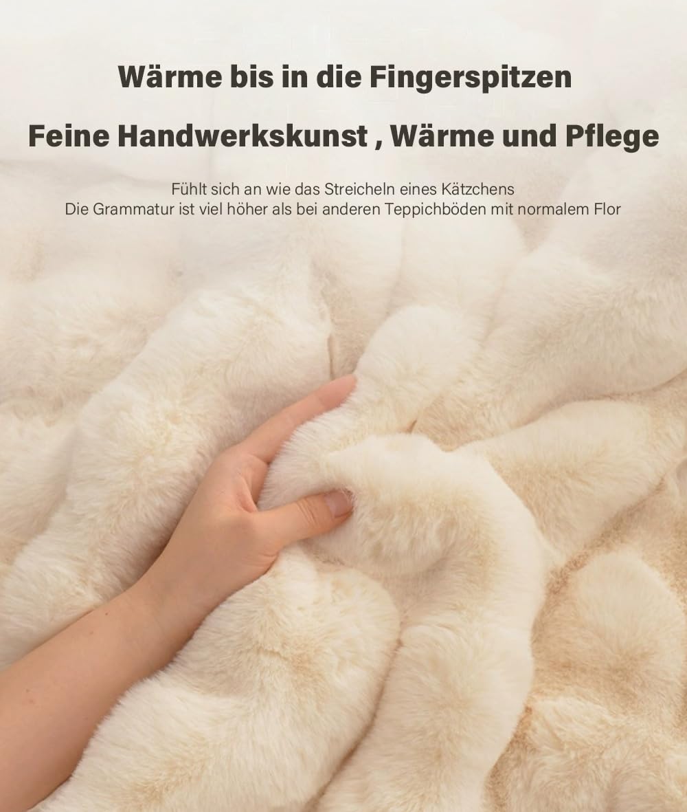 Nyescasa Hochflor Teppich Rund Langflor Wohnzimmer Beige 100cm | Modern Flauschig Weich Runder Kunstfell Teppich für Wohnzimmer Kinderzimmer Schlafzimmer Flur