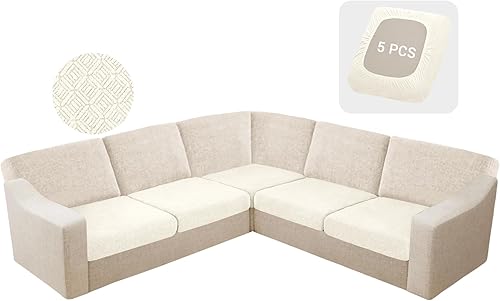 Miniatura 42 de HDCAXKJ Fundas impermeables de cojín para sofá modular, 11 piezas, tela jacquard elástica en forma de L, funda para sofá esquinero, funda trasera,