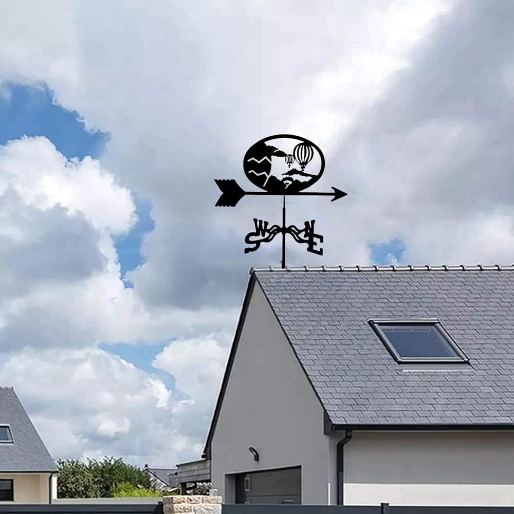 Wiatrowskaz ze stali nierdzewnej, wskaźnik kierunku wiatru, narzędzie pomiarowe do ogrodu na zewnątrz żelazny wiszący ogród, podwórko, dekoracja