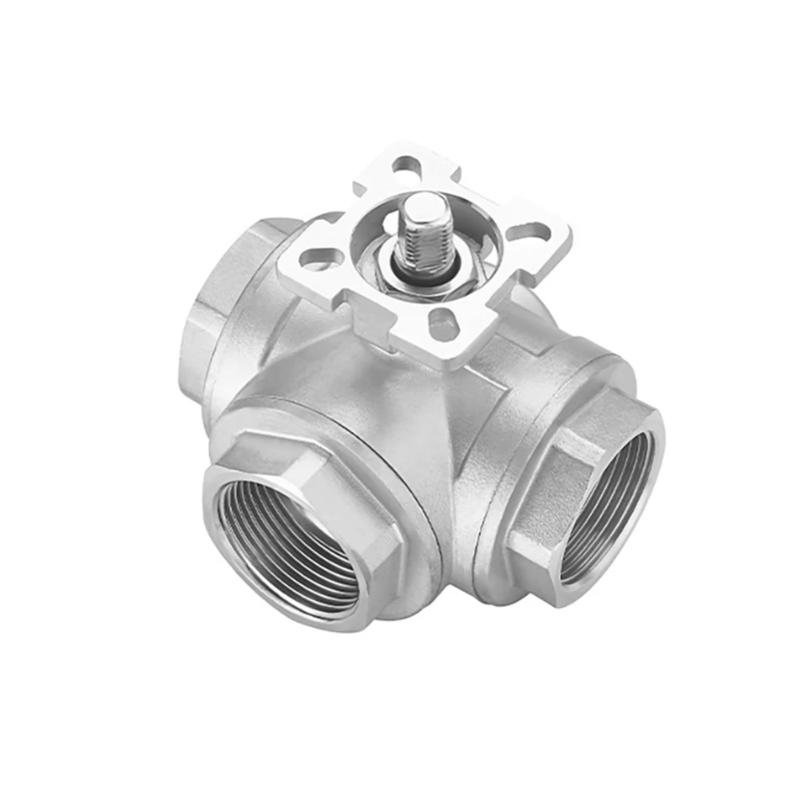 JNURGWLYH DN50 Three Way Pneumatic High Platform Ball Valve Stainless Steel Three Way Valve Pneumatic Internal Thread Valve Body(L-type)