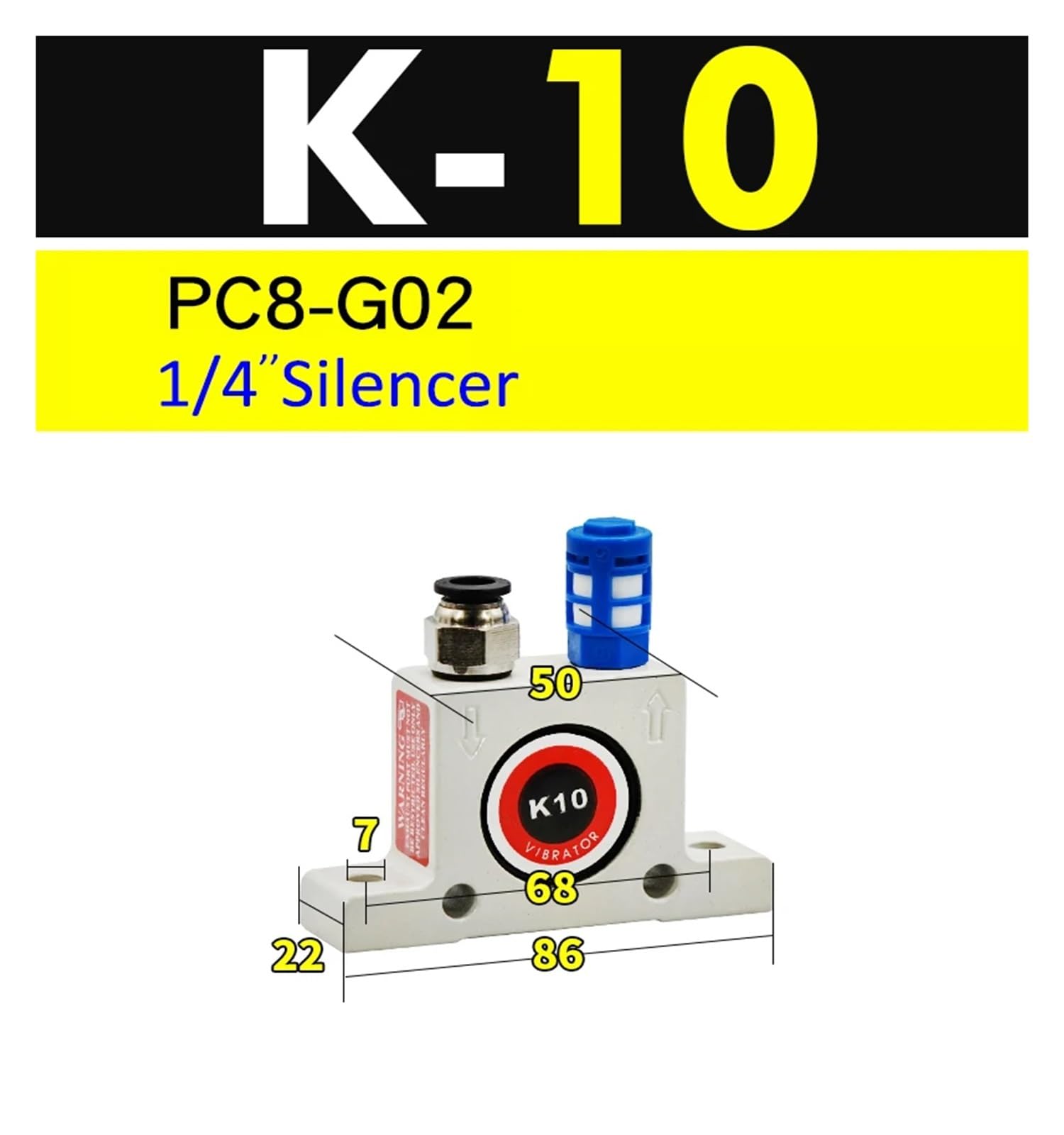 Vibrateur pneumatique Industriel oscillateur à Bille Type K série K8, K10, K13, K16, K20, K25, K30, K32, K36 GT8 GT10 GT13 GT16 GT20 GT25(K-10)
