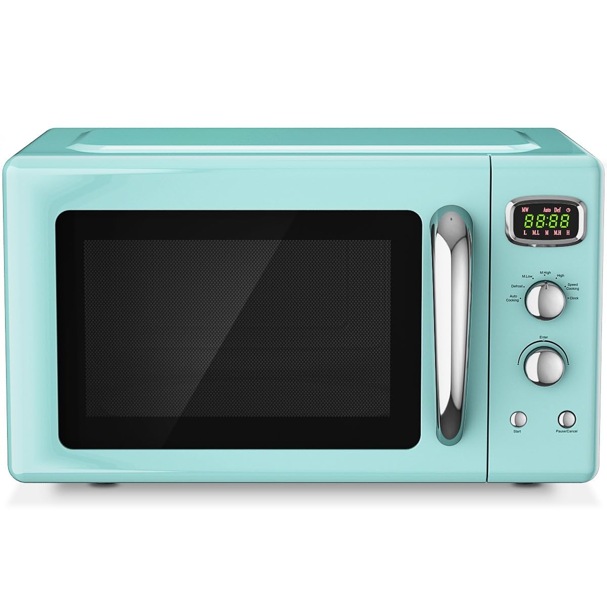 SIMOE Retro Microwave Oven 0 9Cu ft 900W Compact Countertop Microwave w 5 Micro Power 8 Auto Cooking