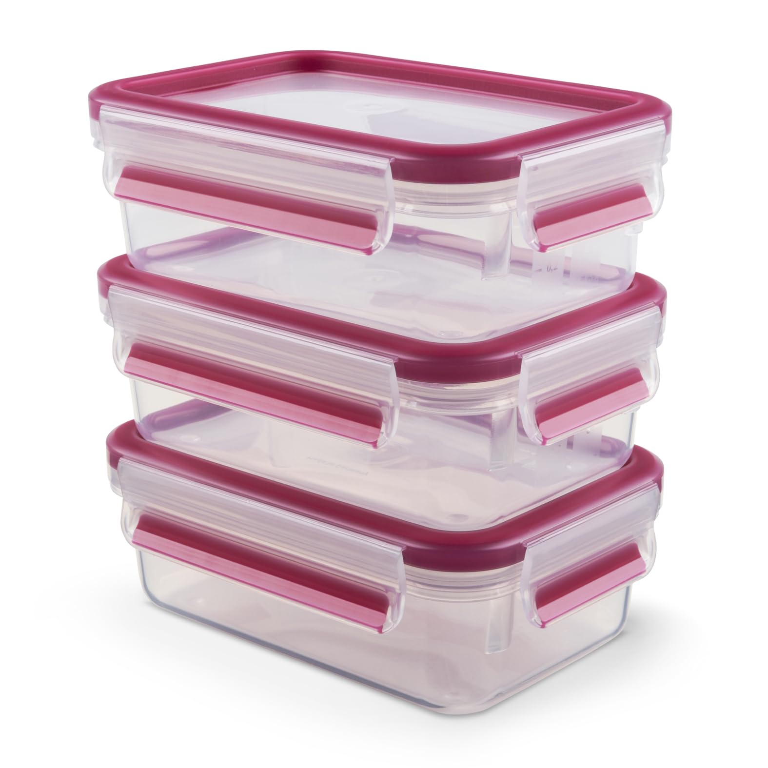 EMSA Clip & Close Frischhaltedosen-Set, rechteckig, 0.55 L, Aufbewarungsboxen, 100 Prozent dicht, spülmaschinen-, gefrier-, mikrowellenfest, Transparen, Pink, Made in Germany, 515582