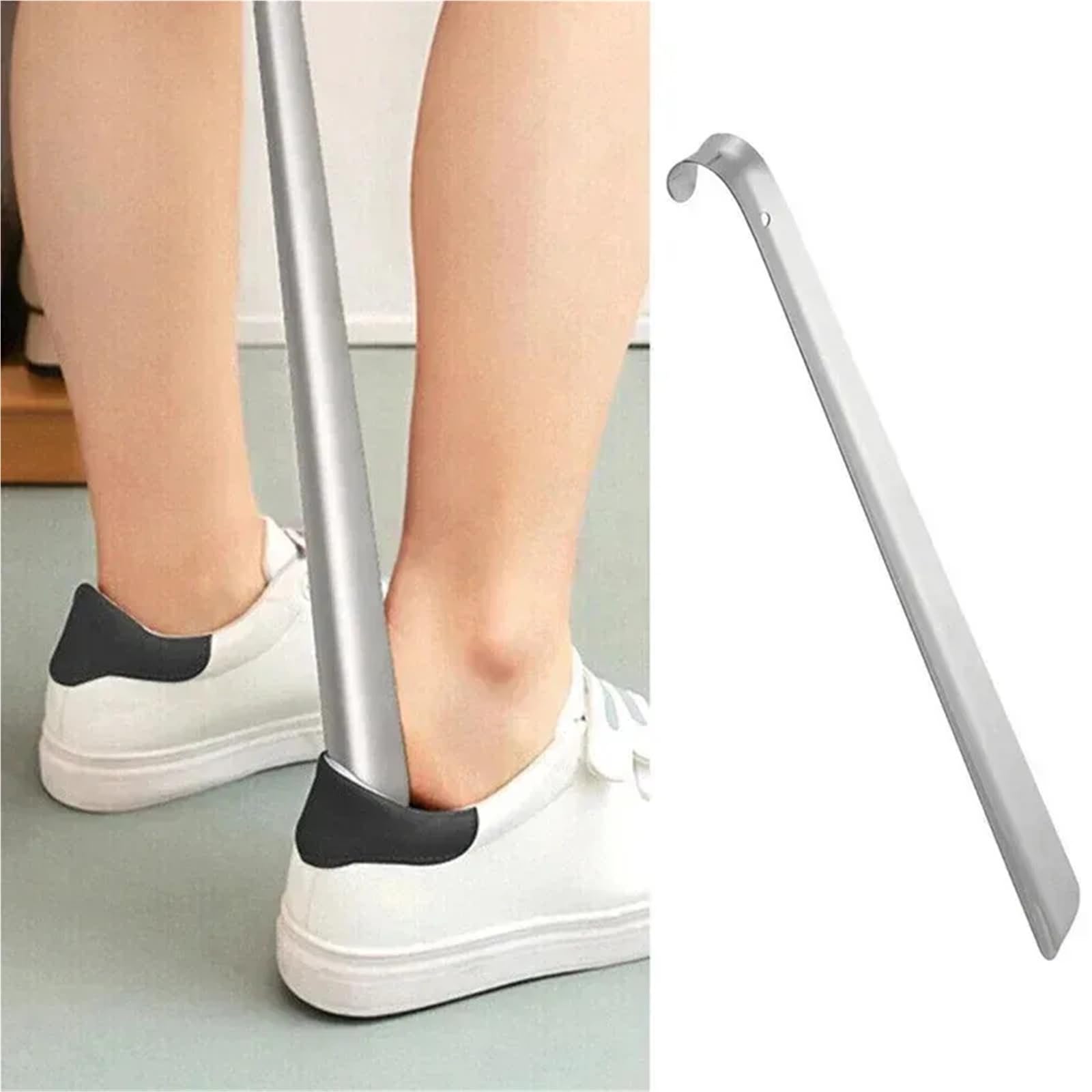 Calzador 52cm Extra largo cuerno de zapato acero inoxidable Metal plateado zapatos removedor calzador elevador ayuda antideslizante tirar herramienta Shoespooner