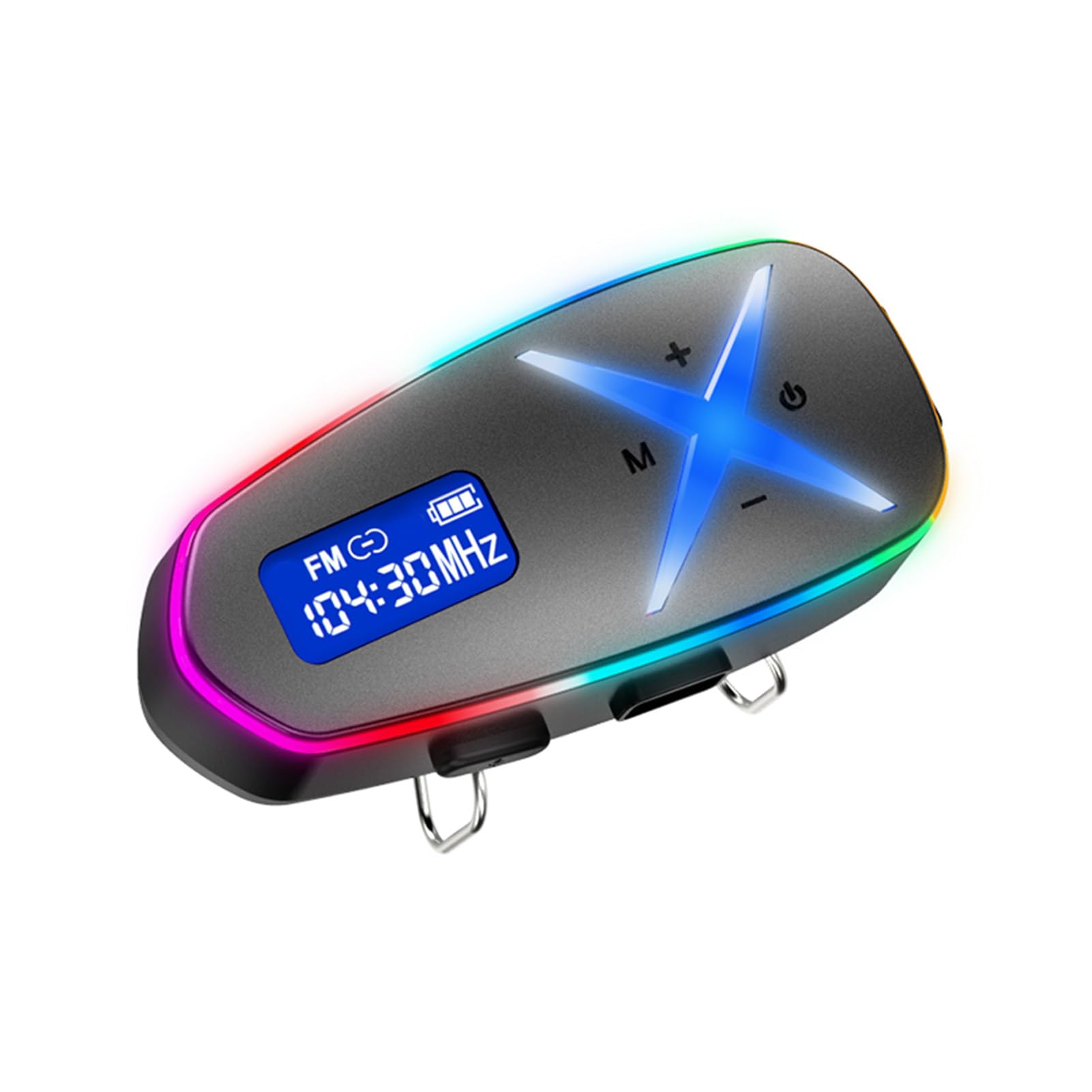 Luocute Auricolare Bluetooth per Casco Moto, Surround 3D Interfono Bidirezionale Luci RGB Radio FM con Batteria da 800 MAh Riproduzione 40 Ore IP65 Impermeabile per Bici