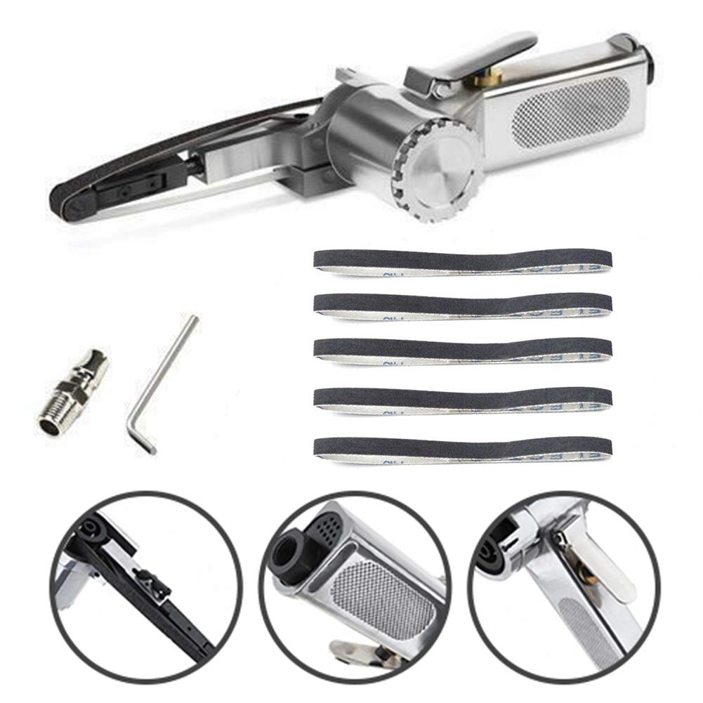 Levigatrice a Nastro Pneumatica 10mm 330mm con 25 Nastri Levigatura Strumento Lucidatura Auto