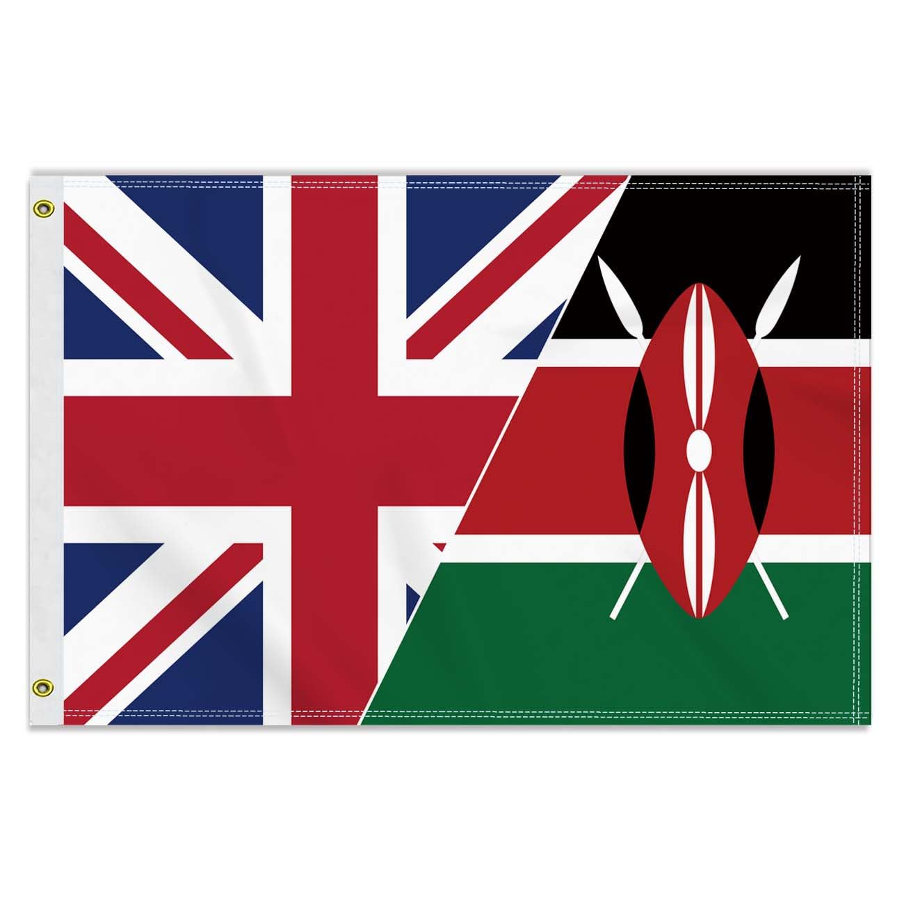 2×3 FT Kenya British Friendship Flag, Large 60×90 CM 150D Kenyan Outdoor Banner,Decor Garden With Brass Gromment