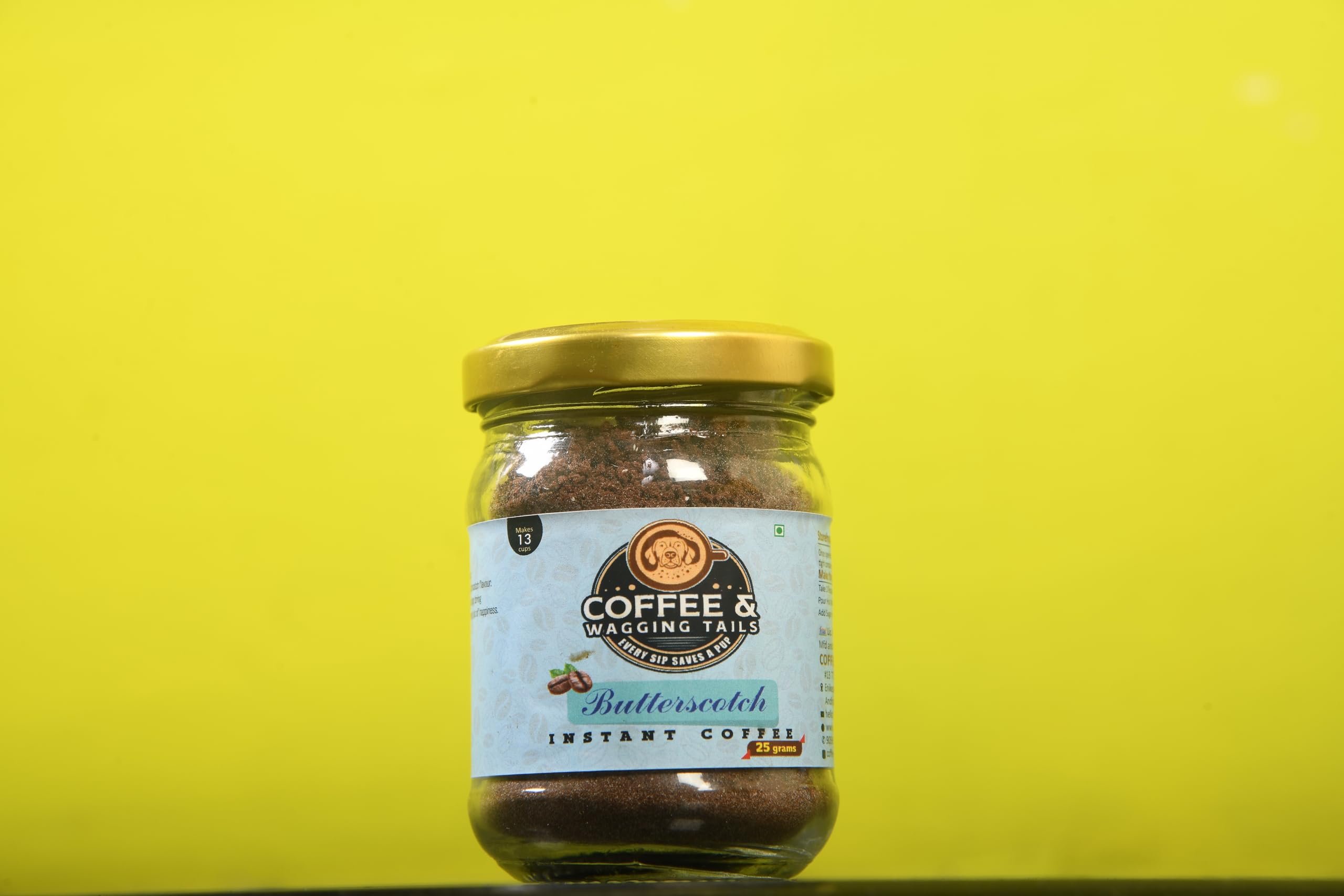 Coffee and Wagging Tail, Rich Aroma Instant Coffee Powder Blend Hazelnut Flavoured Coffee (25+10 G)