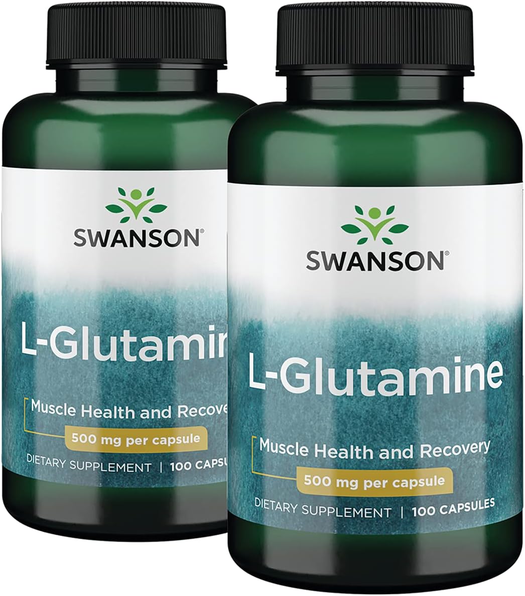 Swanson Amino Acid L-Glutamine 500 Milligrams 200 Capsules 2 Bottles