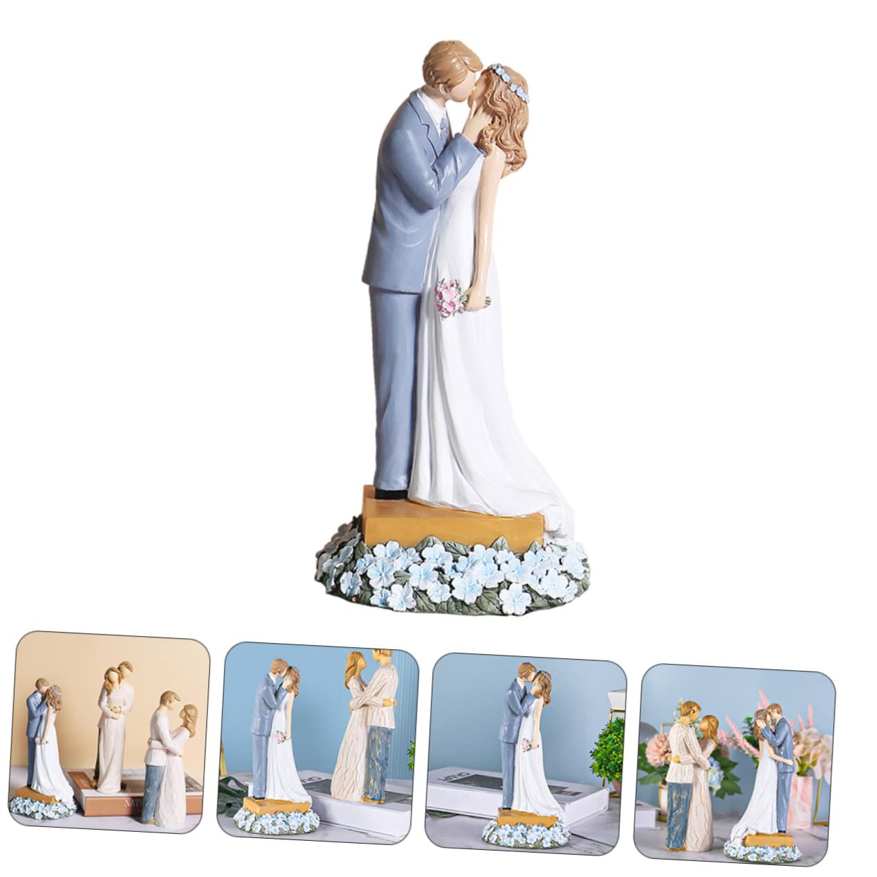 Hochzeitsskulptur aus Kunstharz Brautkleidornament als Wohnaccessoire Formstabile Hochzeitsdekoration für Tischschmuck Farbecht und Langlebig