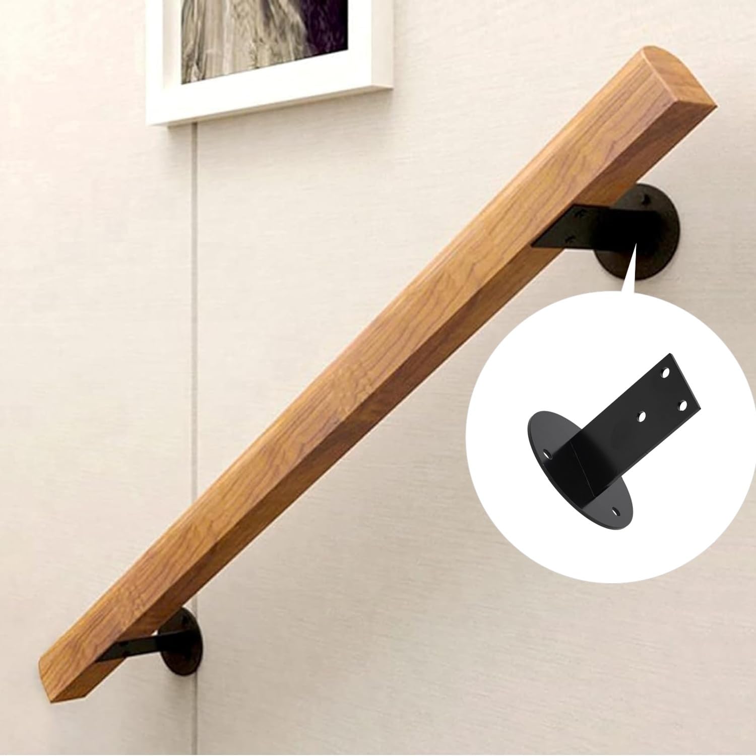 Soporte Para Pasamanos De Acero Inoxidable, 6PCS Soporte De Barandilla Accesorios Soporte De Pared Ajustable Y Resistente Con Tornillos Negro Para Barandillas De Madera Cuadradas O Redondas