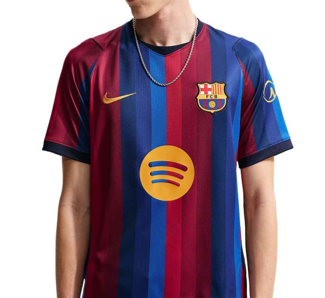 Nike FC Barcelona 2026/27 Stadium Home Dri-FIT Soccer Replica Jersey Deep Garnet/Blue Void/Blackened Blue/Mineral Yellow