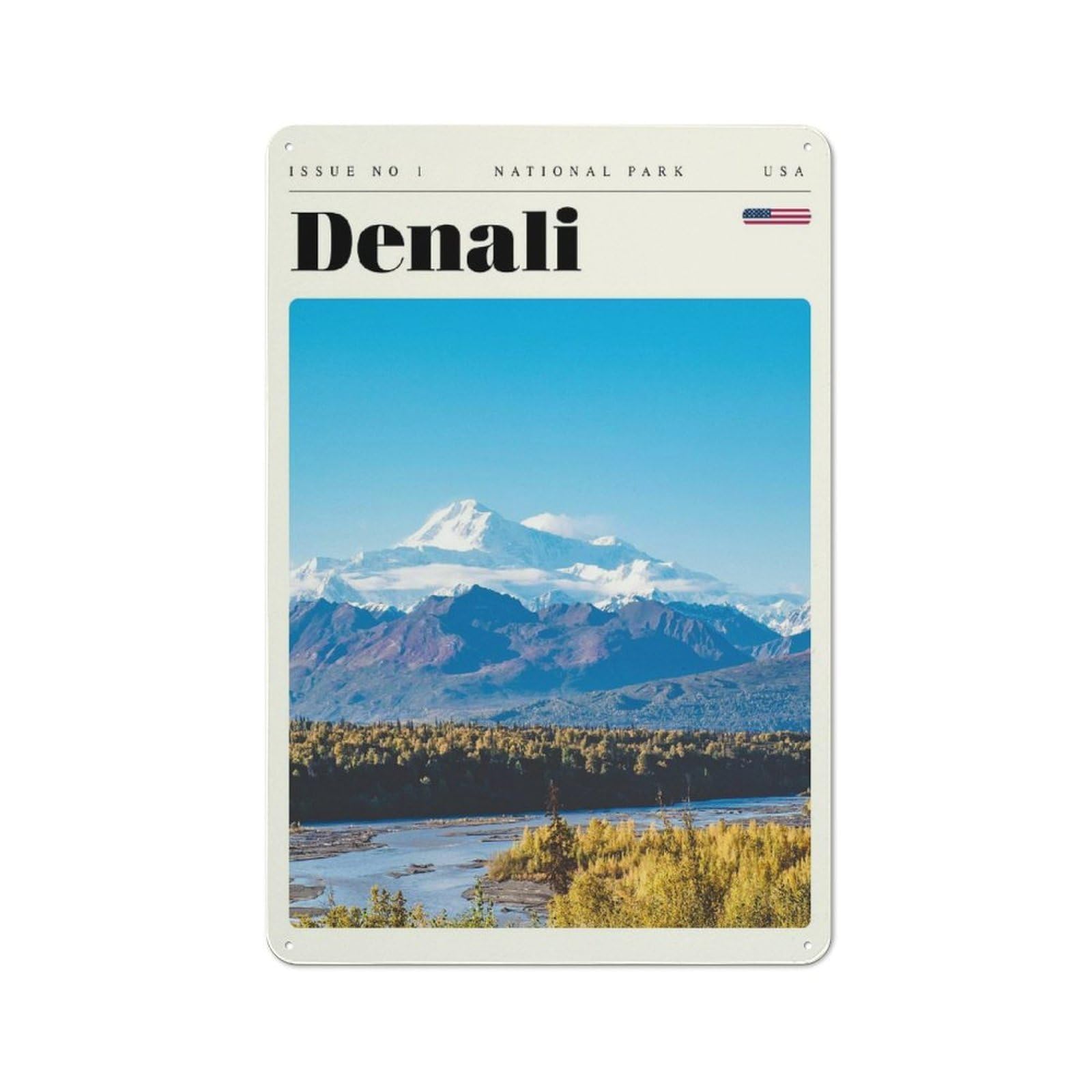 Junmoney Style-10 Denali National Park Travel Art Rustic Tin Sign 30X20cm For Studio Or Craft Room, For Kitchen, Dining Room And Home Bar Wall Decor