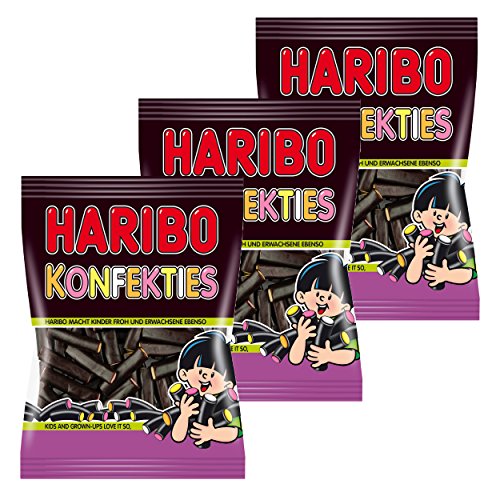 Haribo Konfekties, 3er Pack, Lakriitz, Süßigkeit, Nascherei, Im Beutel, Tüte, 175 g