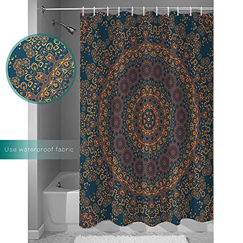 Sigouyi Shower Curtain 36" Wx72 H Shower Curtain Liner, Mandala Floral Pattern Shower Curtains For Bathroom, Showers Stall, Camper & Clawfoot Tub, Waterproof Polyester Shower Curtain Set #TOP2